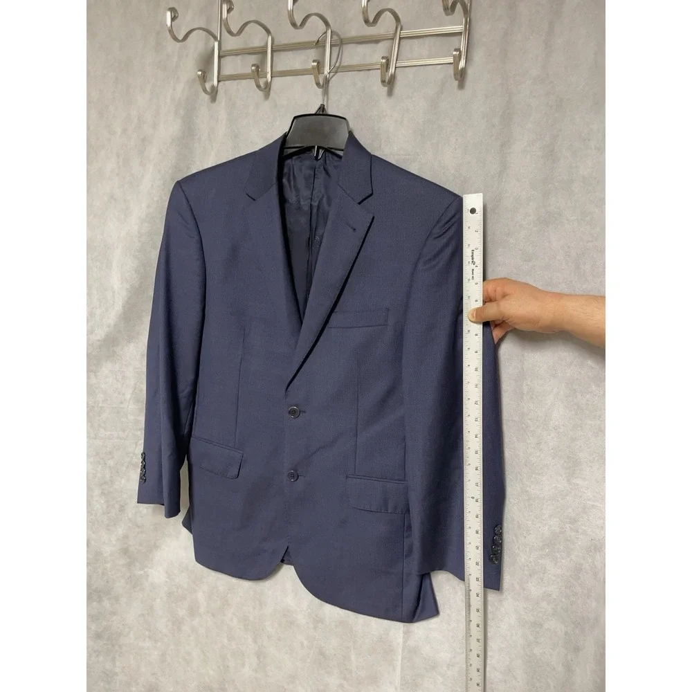 Jos A Bank Suit Men 40R 38R Blue Slim Houndstooth Signature Gold Flannel W32X28L